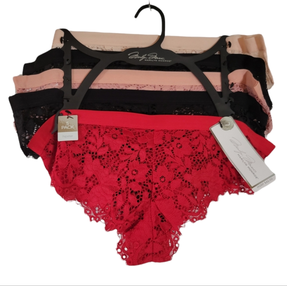 MARILYN MONROE INTIMATES 5 Pack Hipster Underwear